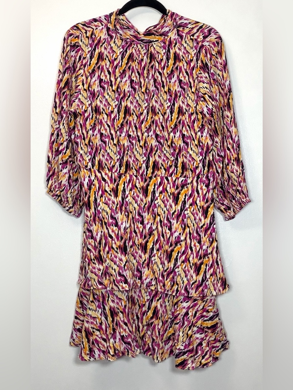 🆕 THML Multi-Color Abstract Print Ruffled Dress - Pink, Yellow, Black, White